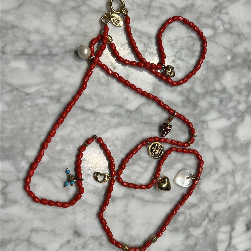 Vintage Juicy Couture Red Beaded Charm Necklace
